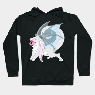 Happy yawning bunny dragon white Hoodie